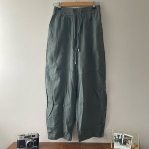 Zara Linen Light Green High Waisted Trousers